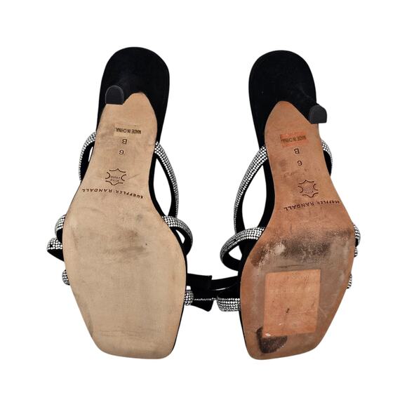 Loeffler Randall Margi Bow Crystal Embellished Heel Sandal Size 6 Black - Picture 7 of 9